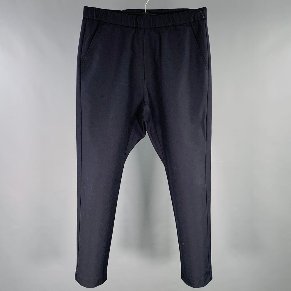 BARENA Size 30 Navy Wool Cotton Drawstring Casual Pants